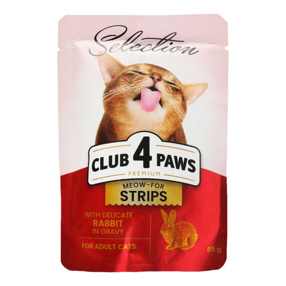 CLUB 4 PAWS Hrana pentru pisici adulte cu iepure in sos 85g
