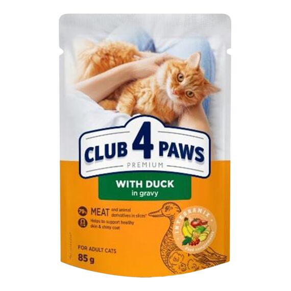 CLUB 4 PAWS Hrana p/u pisici adulte cu rata in sos 85g