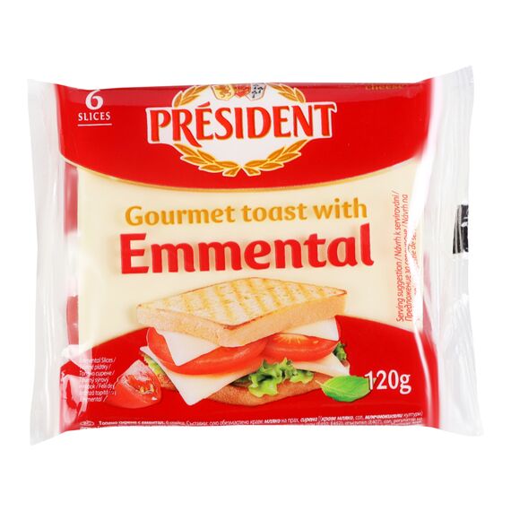 PRESIDENT Branza topita felii Emmental 40%, 120g