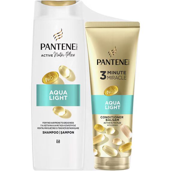 PANTENE Set - Șampon 400ml + Balsam 220ml. Aqualight