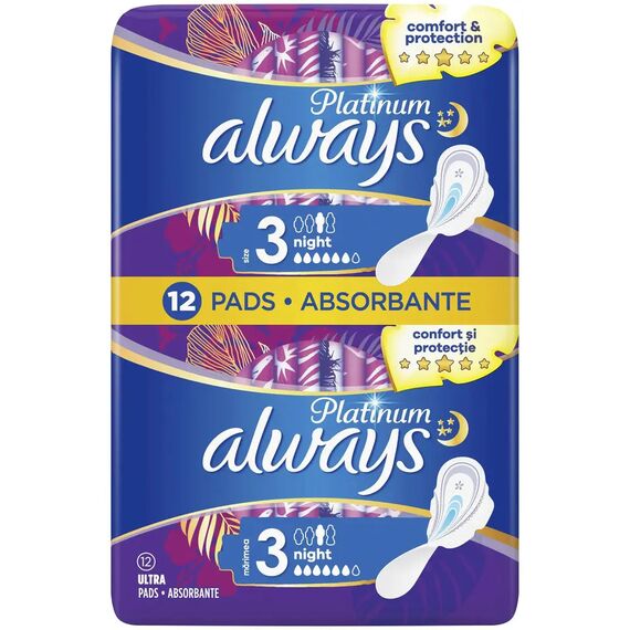ALWAYS  Absorbante  Platinum ULTRA NIGHT DUO 12buc, 6 pic