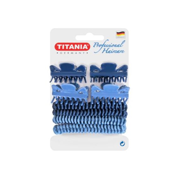 TITANIA Cleme de sectiune 4 buc  panglici de par 4buc albastru si albastru desc