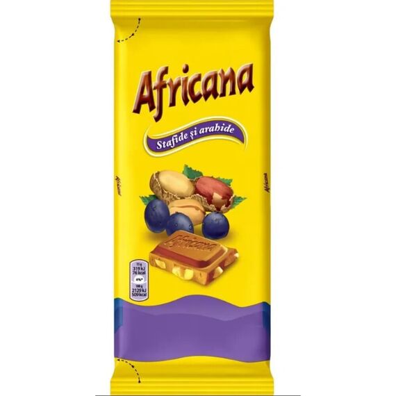 AFRICANA Ciocolata Arahide si stafide 80g