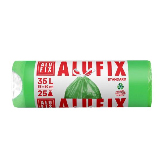 ALUFIX Saci menajeri striati verzi 35l*25buc
