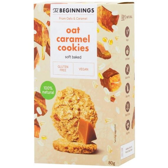 THE BEGINNINGS Biscuiti de ovaz cu caramela 80g