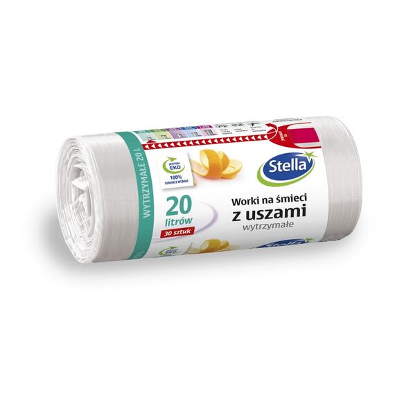 STELLA Saci de gunoi albii cu urechi 30buc 20l