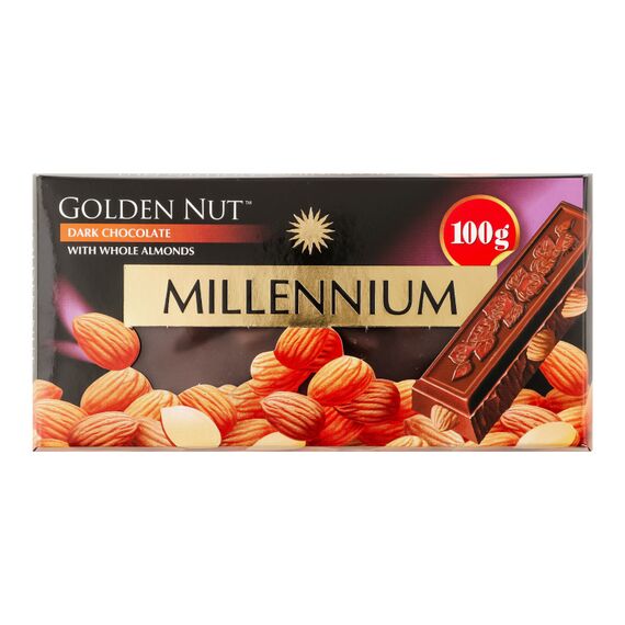 MILLENNIUM Ciocolata neagra Gold cu migdale intregi 100g