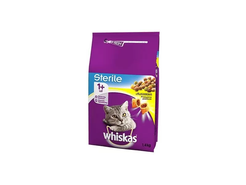 WHISKAS Сухой корм для стерилизованных кошек. Цыпленок 1.4кг