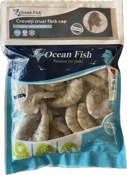 OCEAN FISH Креветки cырые без головы 26/30 замороженные  500г