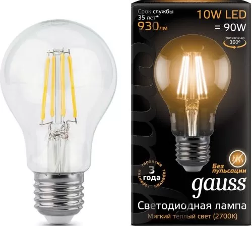 GAUSS Лампа Led A60 E27 10W 2700К теплый свет