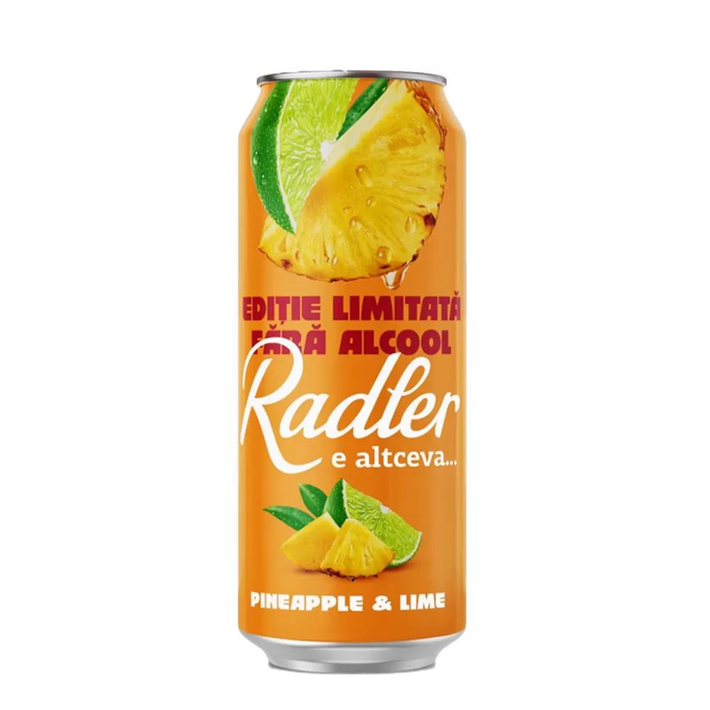 RADLER Bere blondă PineApple&Lime fără alcool 0,5l