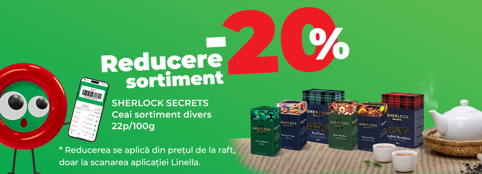 -20% REDUCERE sortiment  la ceai sherlock secrets