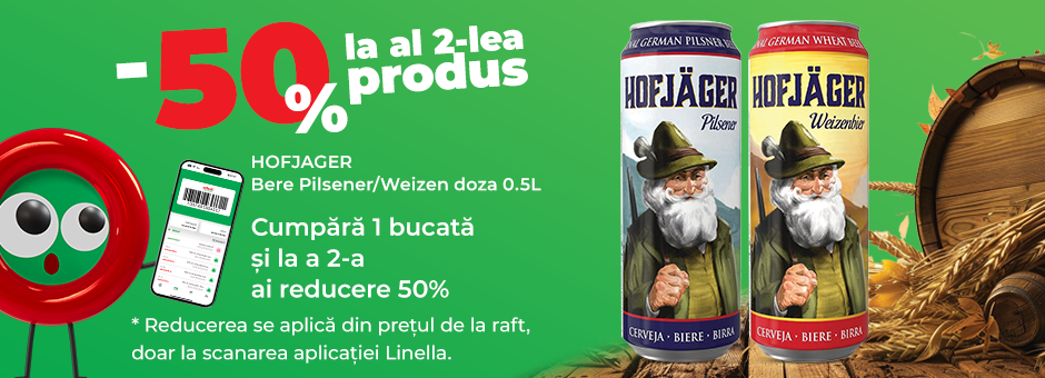 50% REDUCERE la al doilea produs bere pilsener
